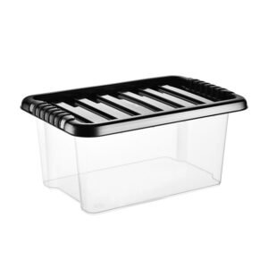 10 x 13 Litre Plastic Storage Box With Black Lid (Pack of 10)