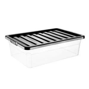 3 x 32 Litre Underbed Container With Black Lid (Pack of 3)