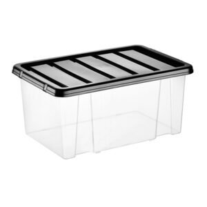 10 x 8 Litre Plastic Box With Black Lid (Pack of 10)