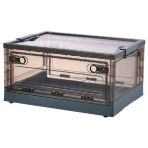 Plastic Storage Box with Lid Storage Container 45L Blue