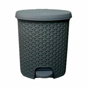 5.5 Litre Silver Rattan Style Plastic Pedal Bin